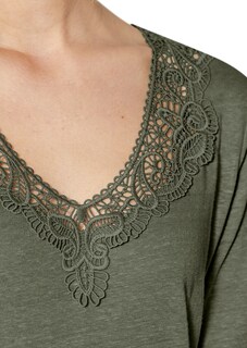 Short-sleeve linen top with lace thumbnail 6