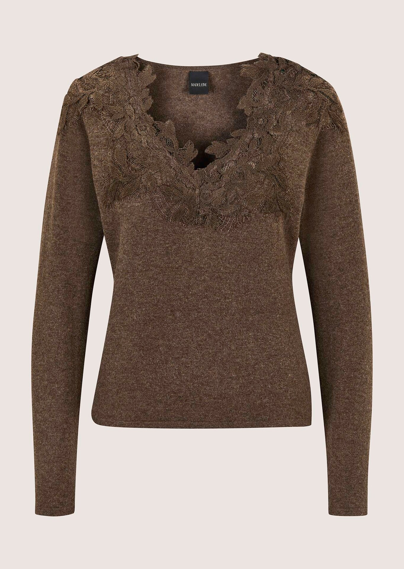 Pull en maille fine avec empiècement en dentelle
