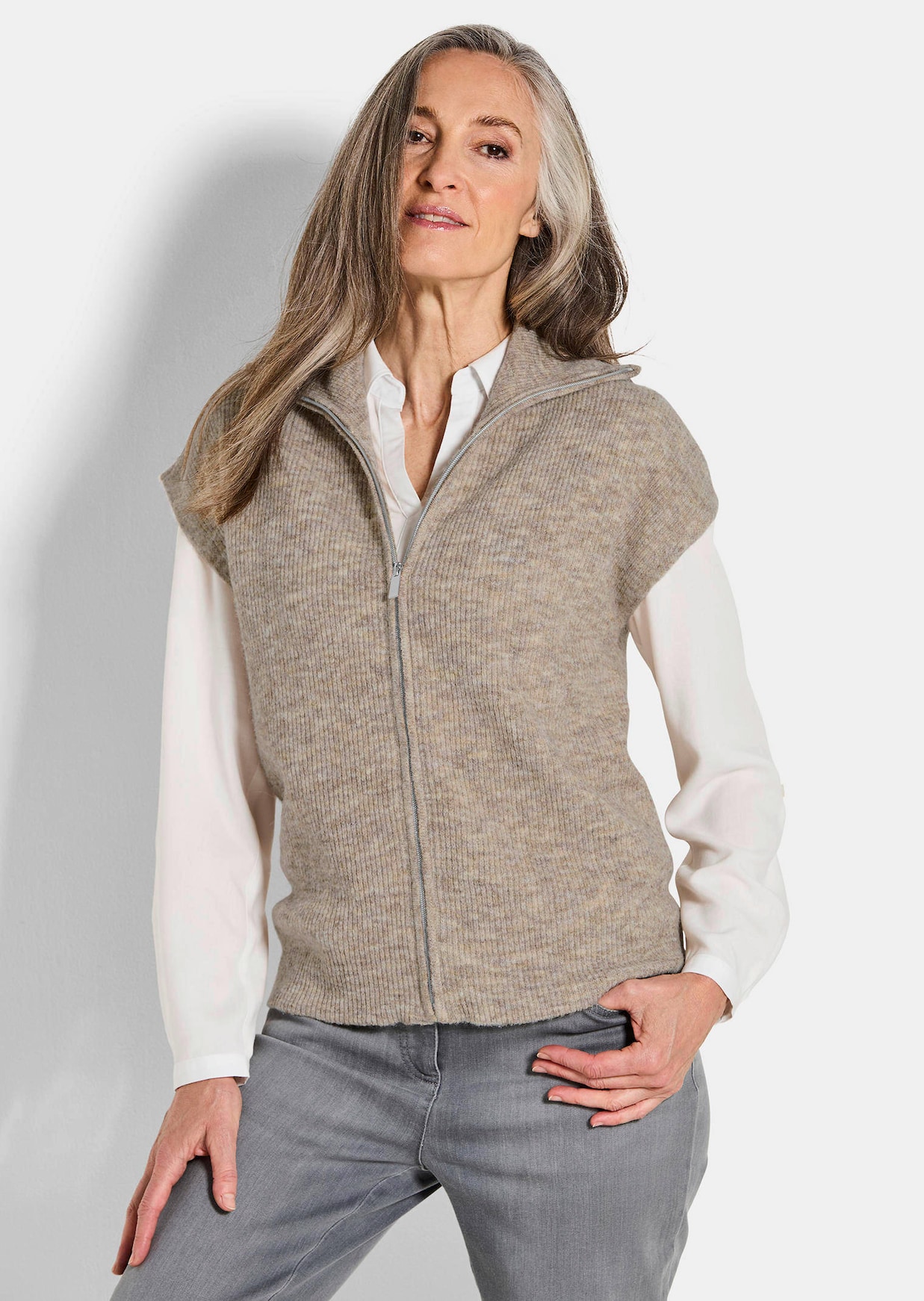 Tricot vest met ritssluiting