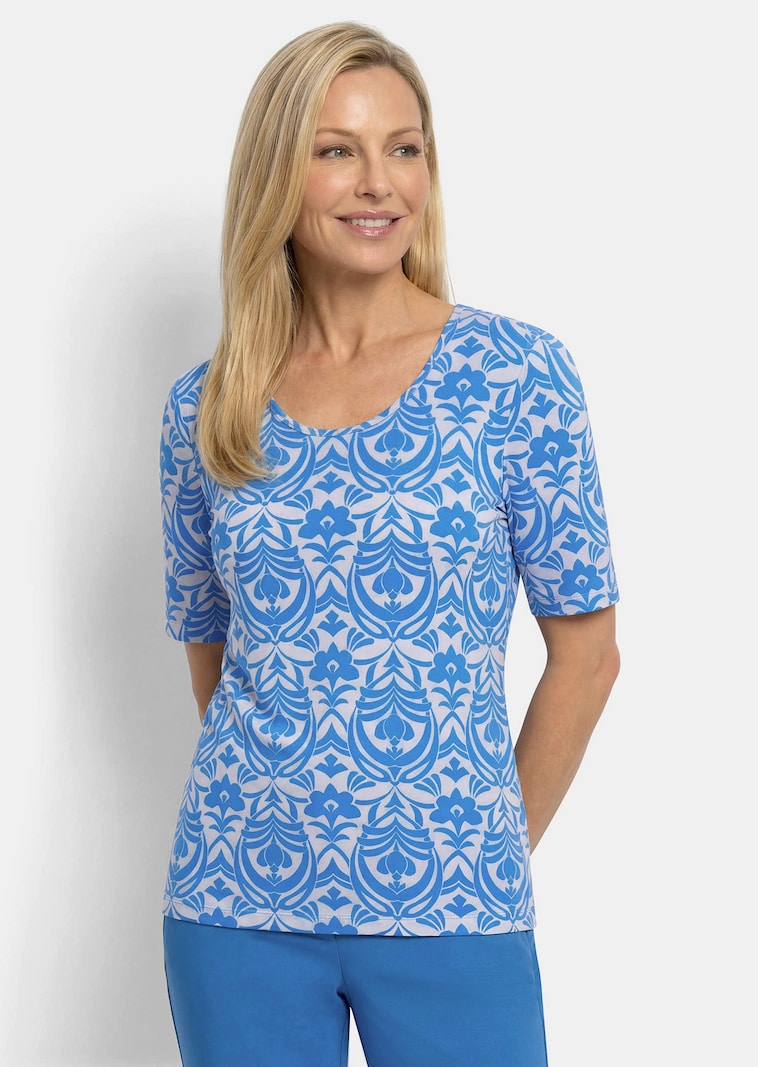 Viskoseshirt mit femininem Ornamentmuster