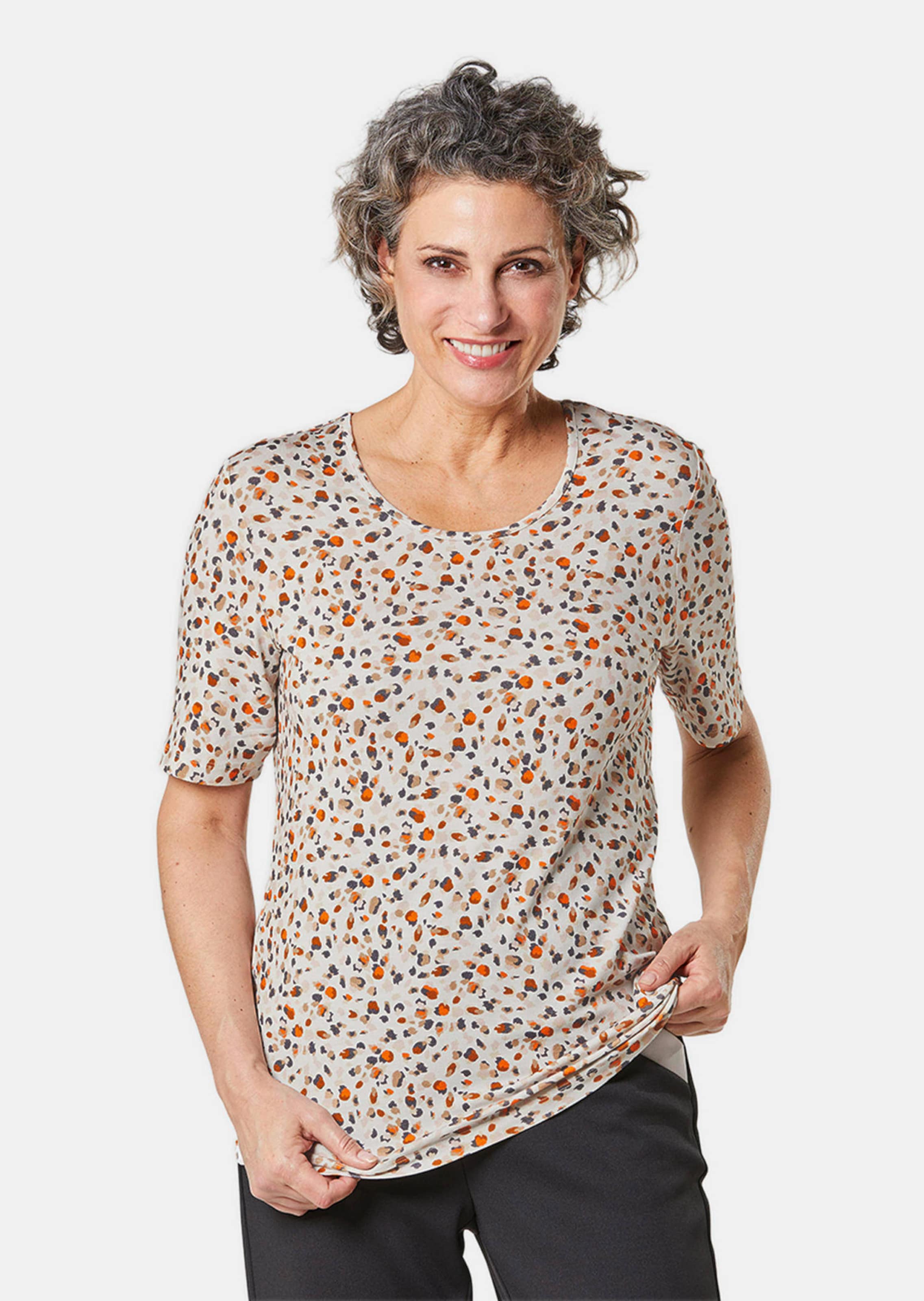Druckshirt mit Rundhals und ½-Arm