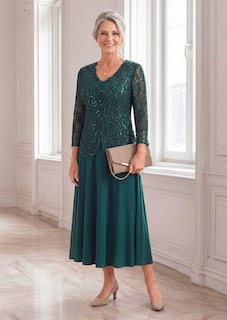 Robe avec veste en dentelle et paillettes thumbnail 7