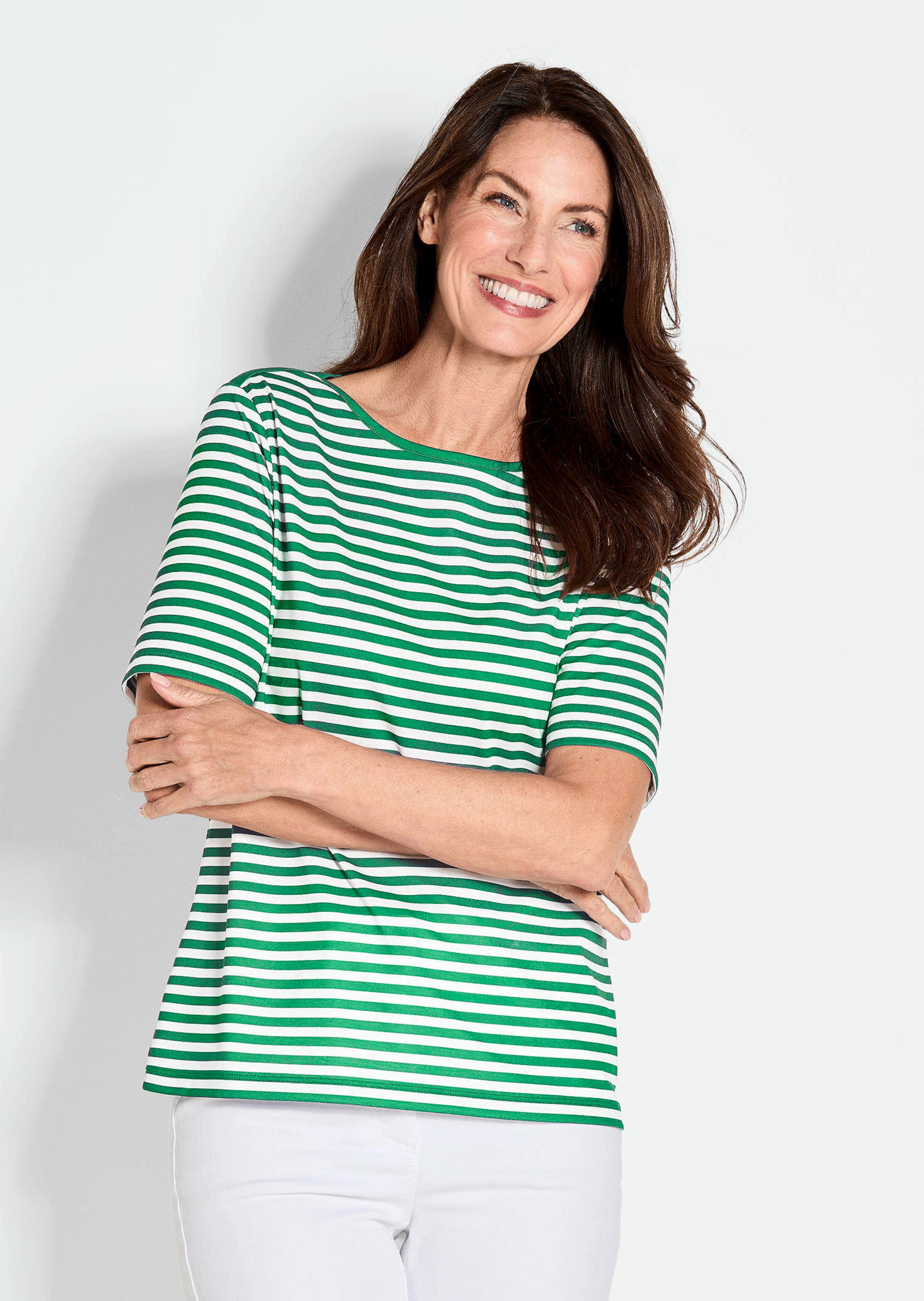 Gestreept shirt van viscose-jersey