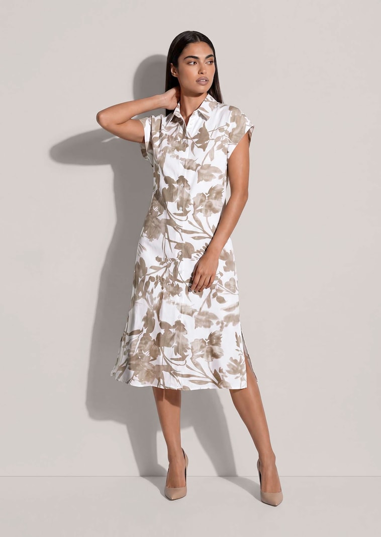 Hemdblusenkleid aus Viskose mit Blütenprint