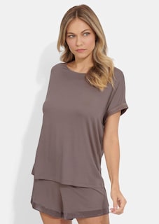 T-shirt de pyjama avec détails en satin thumbnail 5