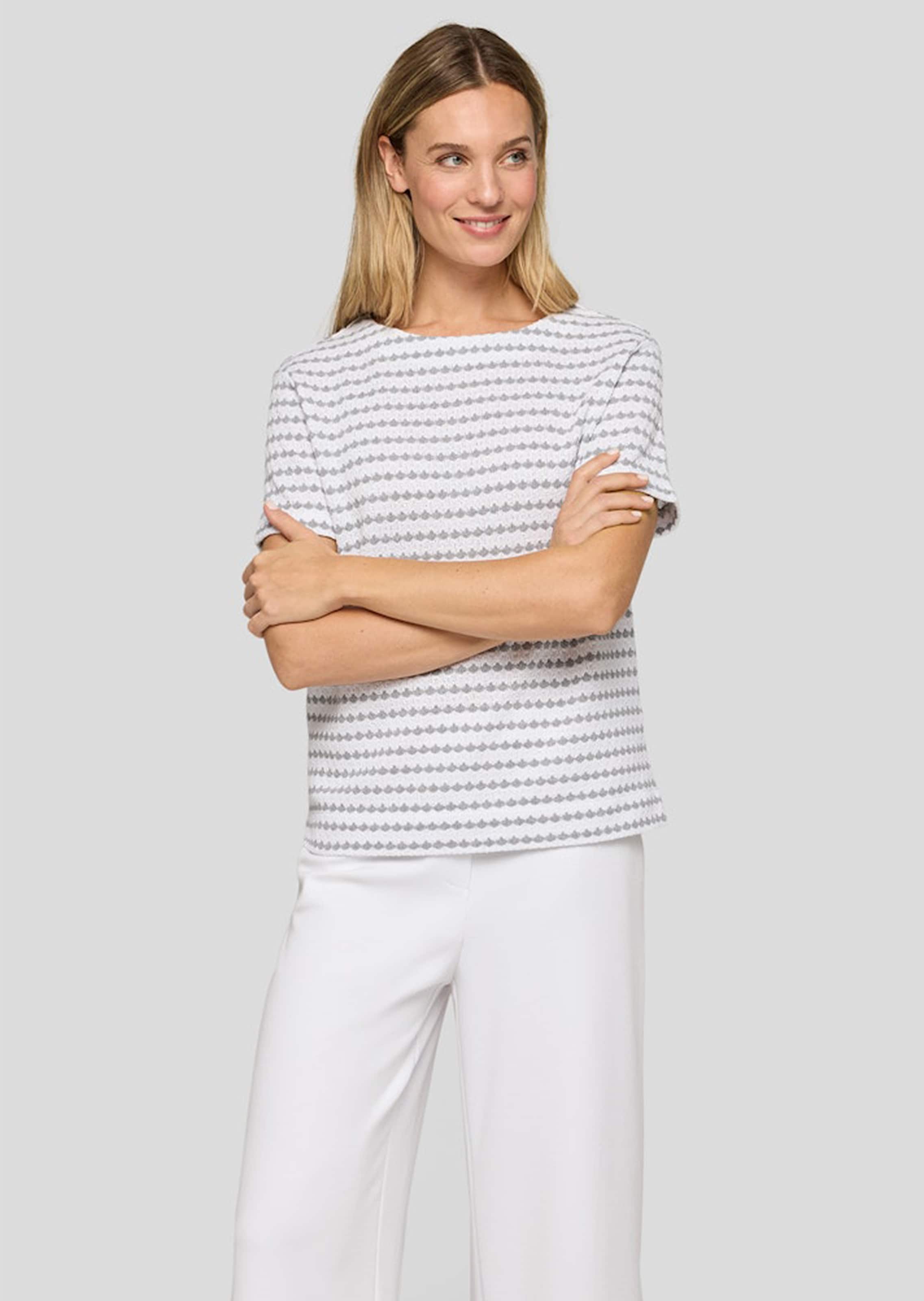 Pullover met korte mouwen van structuurtricot met katoen