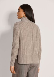 Zopfmuster-Pullover mit Kaschmiranteil und Stehkragen thumbnail 4