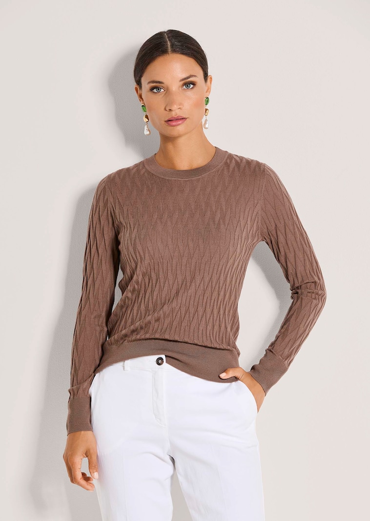 Feinstrick-Pullover mit Strukturmuster
