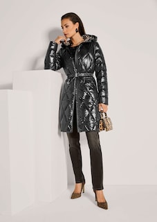 Hooded quilted jacket with leopard print lining thumbnail 5