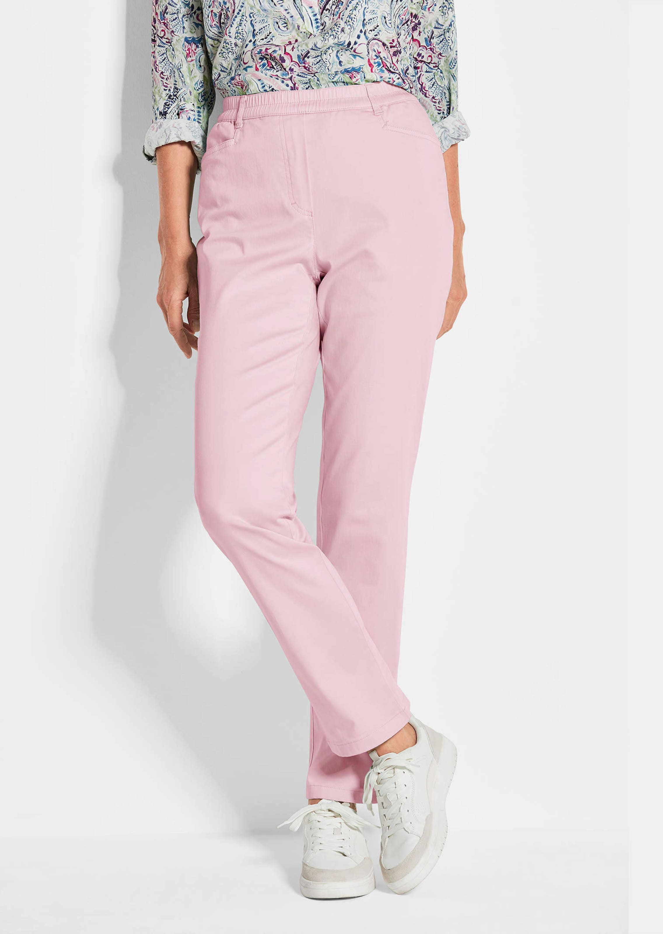 Broek LOUISA met elastische tailleband, van katoen-satijn