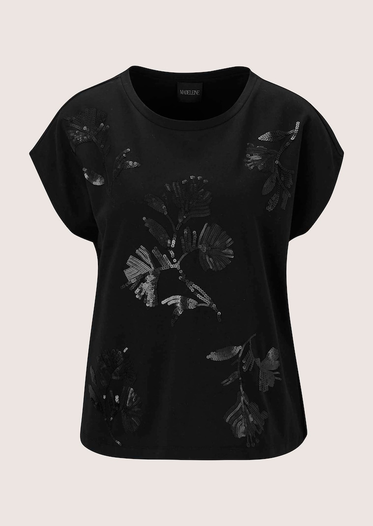 Top with a floral sequin motif