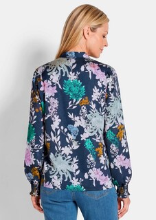 Gedessineerde blouse met smokdetails thumbnail 3