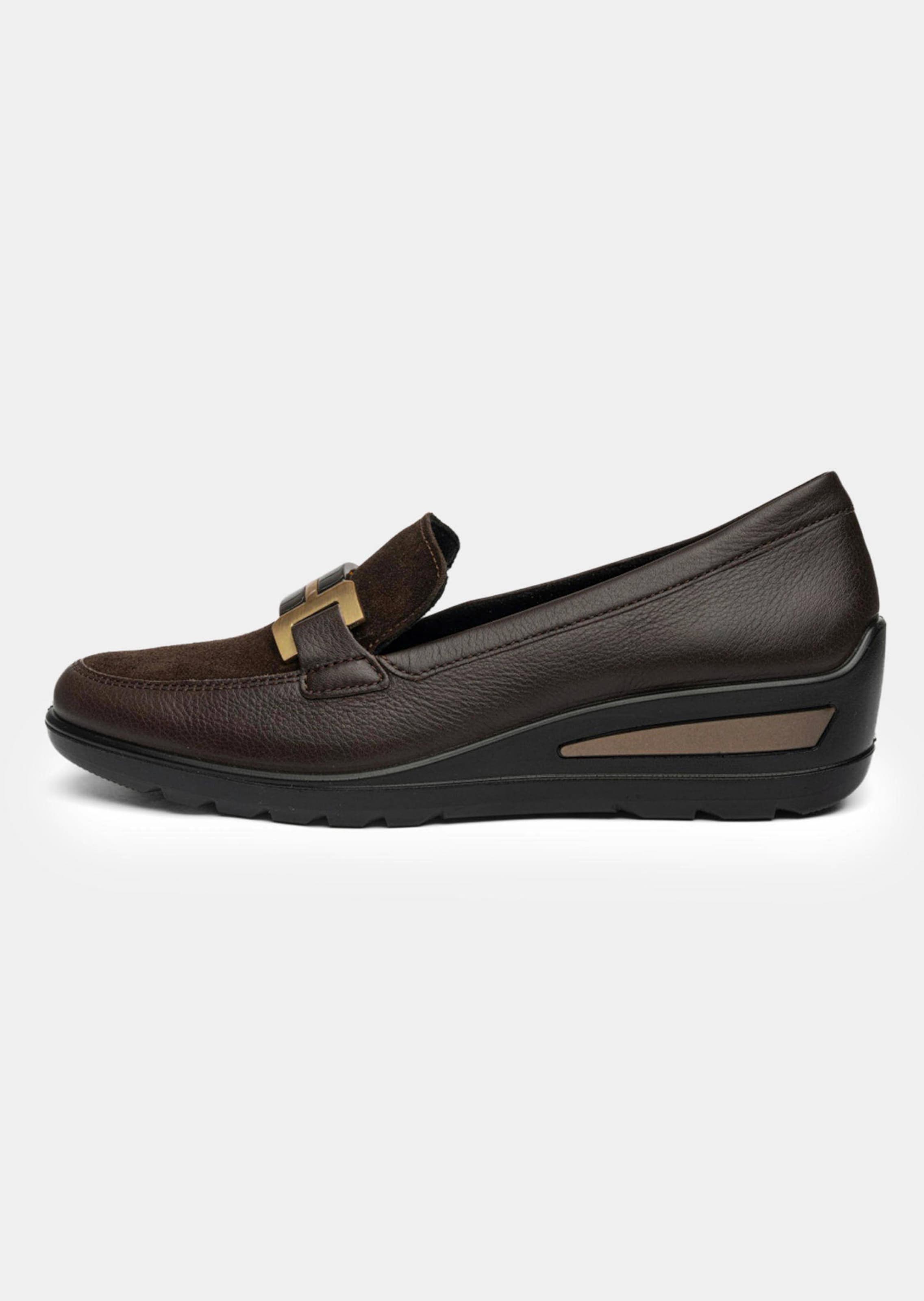 Leder-Slipper mit Zierschnalle