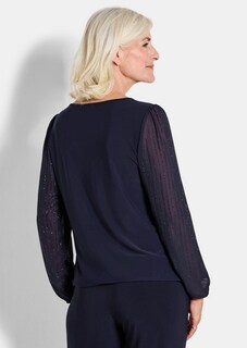 T-shirt avec manches en voile ornées de pierres scintillantes thumbnail 3