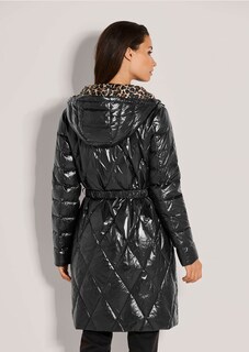 Hooded quilted jacket with leopard print lining thumbnail 4