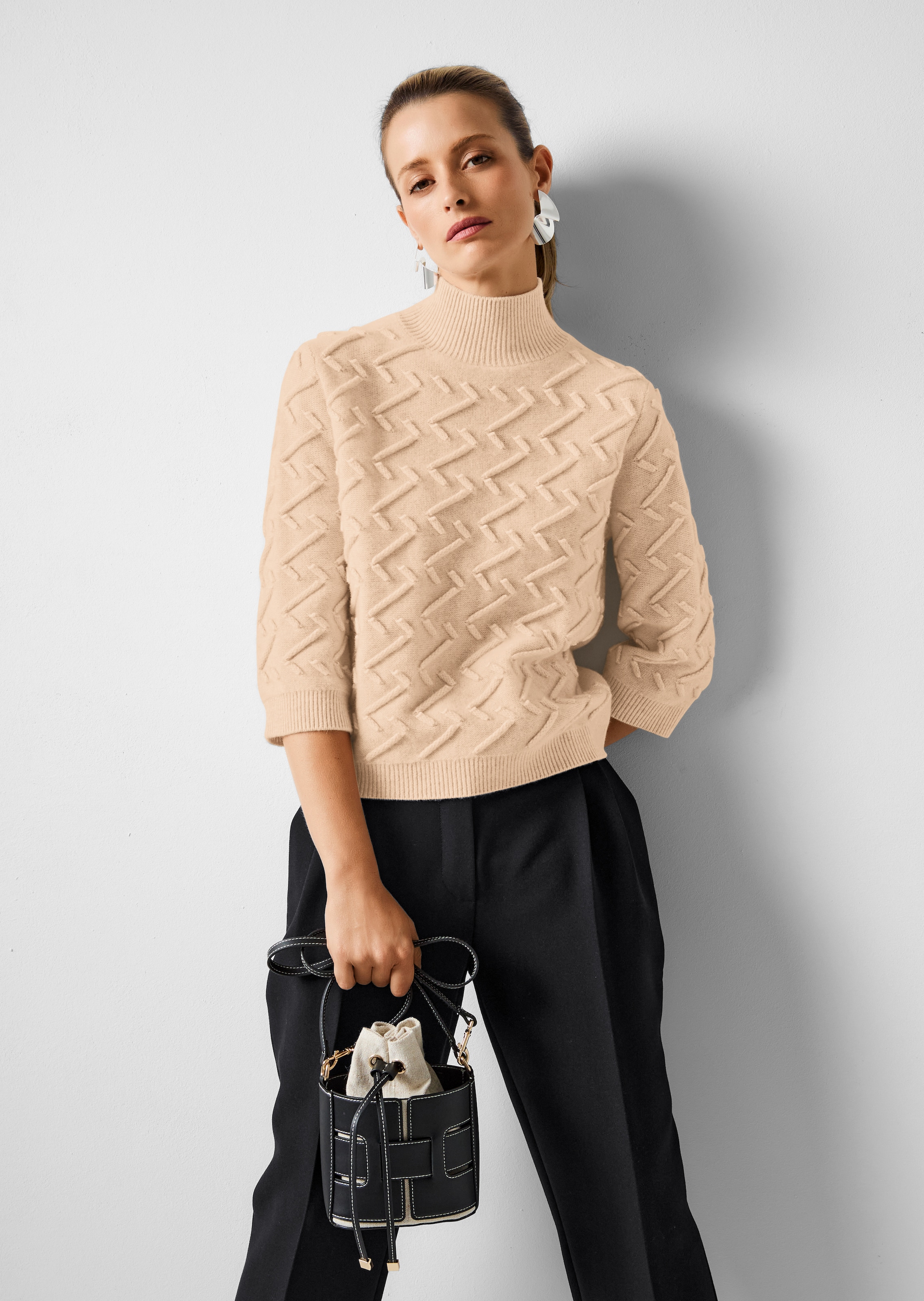Struktur-Pullover aus reiner Schurwolle