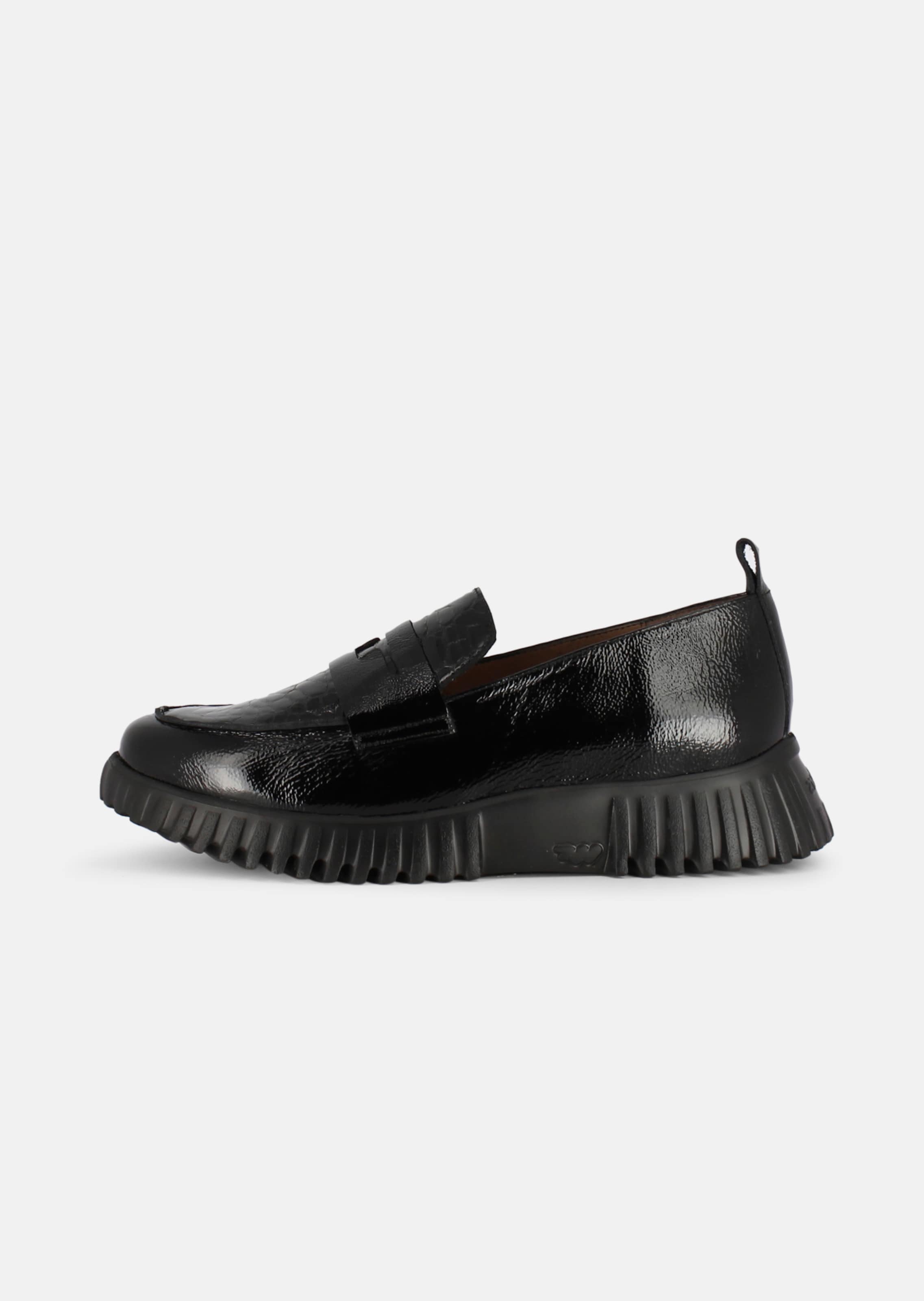Mocassins en cuir verni à motif reptile