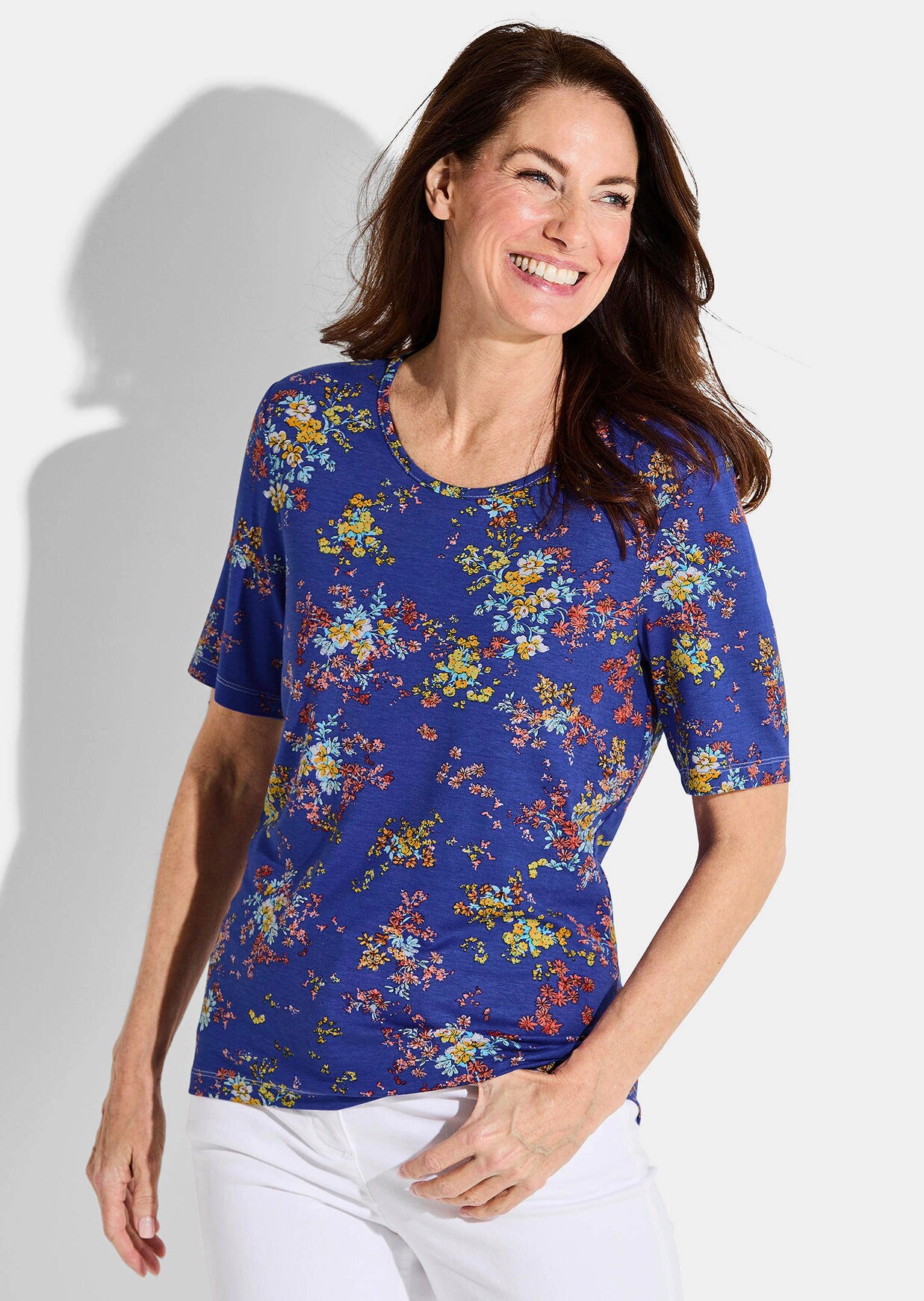 Jersey shirt met bloemetjes