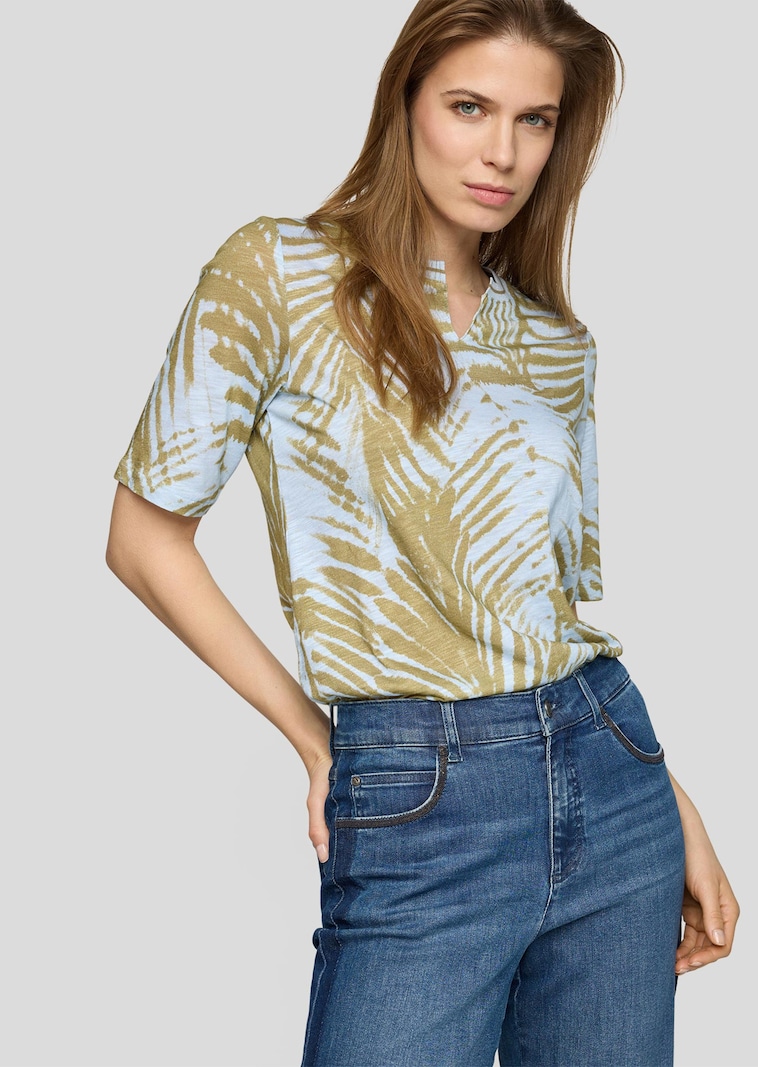 Shirt mit Blätterprint aus Flammengarn