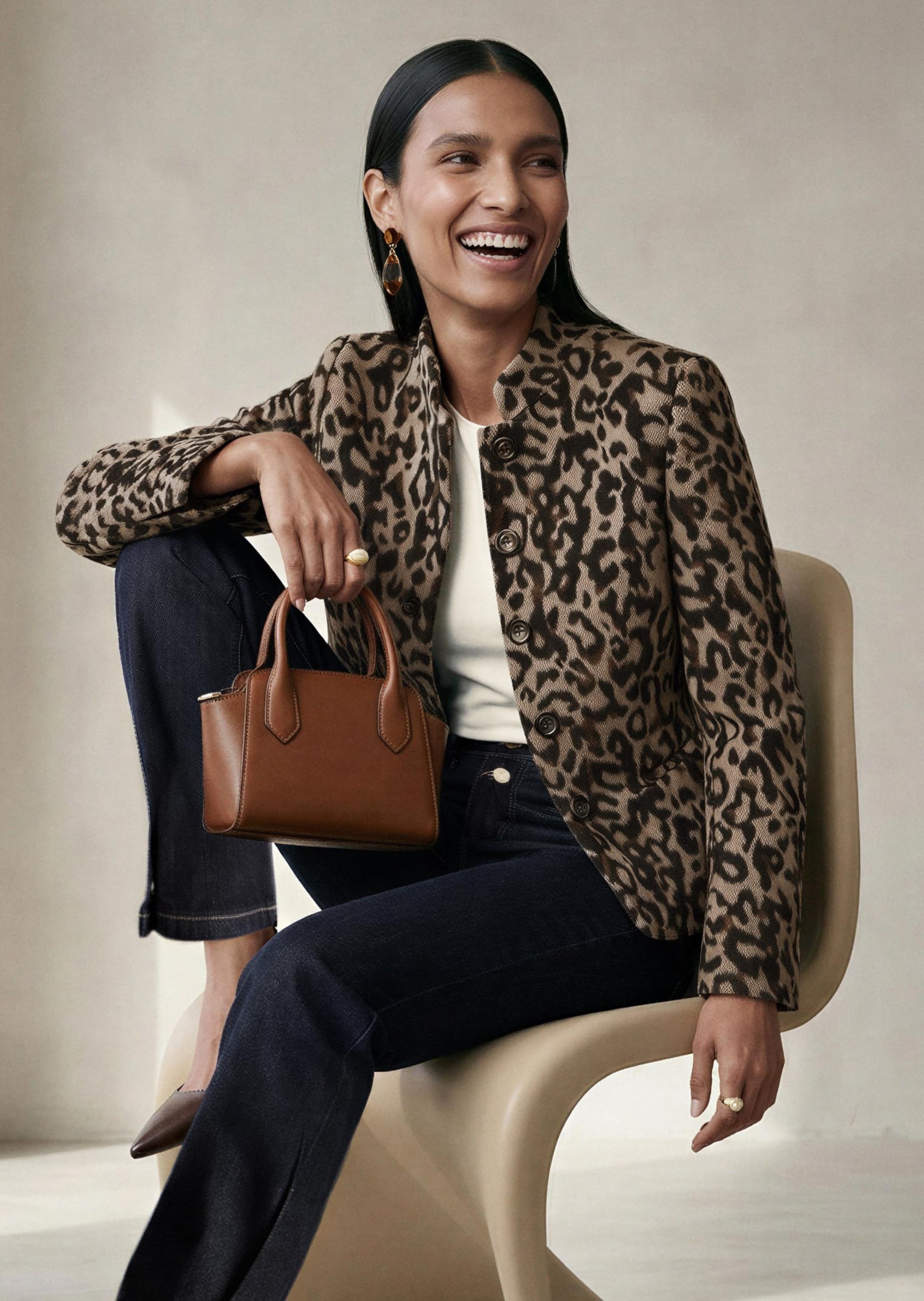 Blazer jacquard avec motif léopard