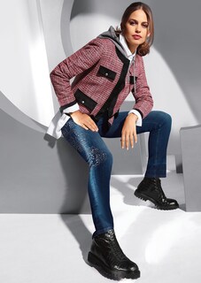 Schlanke Stretch-Jeans mit glanzvollen Nieten thumbnail 1