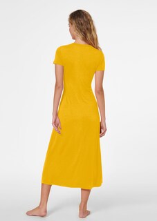 Long jersey dress with a V-neckline and short sleeves thumbnail 4