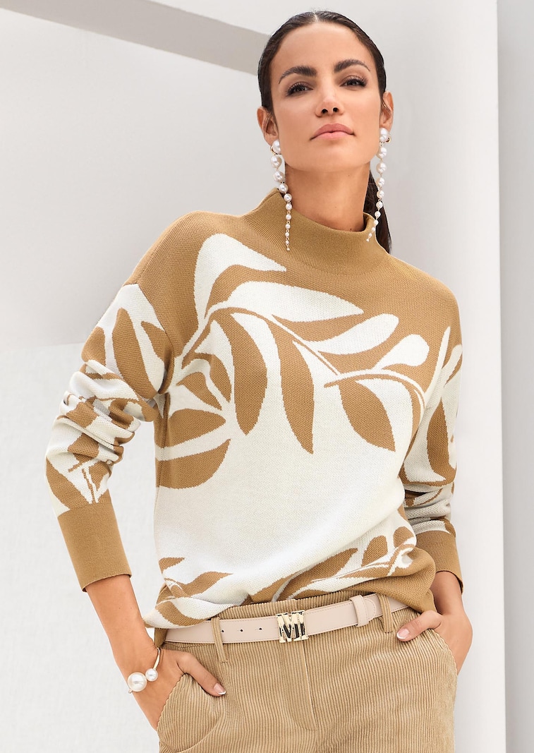 Jacquard-Pullover mit floralem Muster