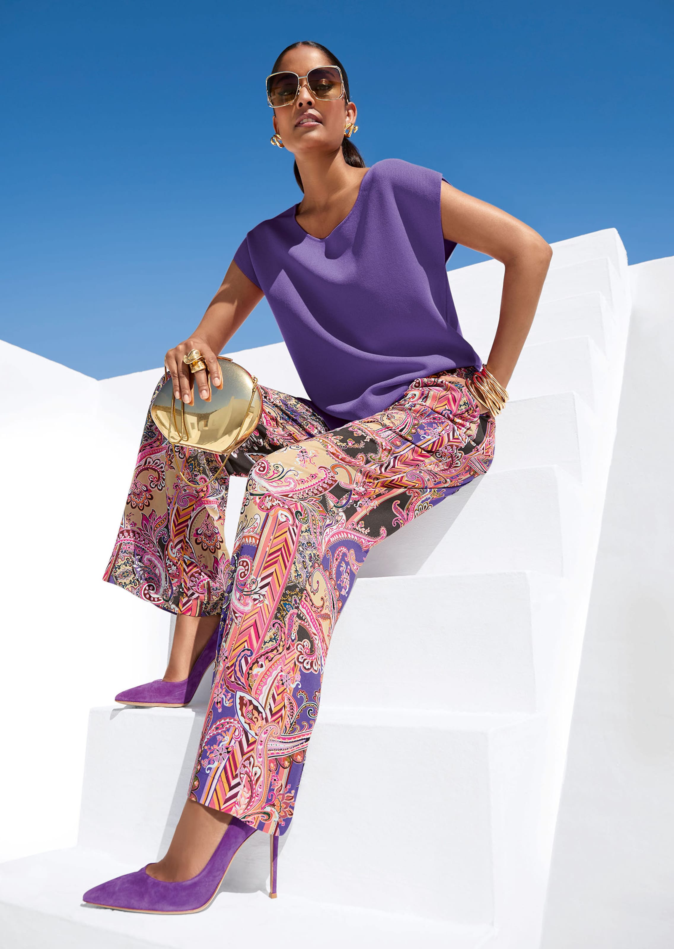 Weite Sommerhose mit Unikat-Print