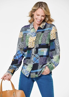 Gedessineerde blouse met patchpatroon thumbnail 4