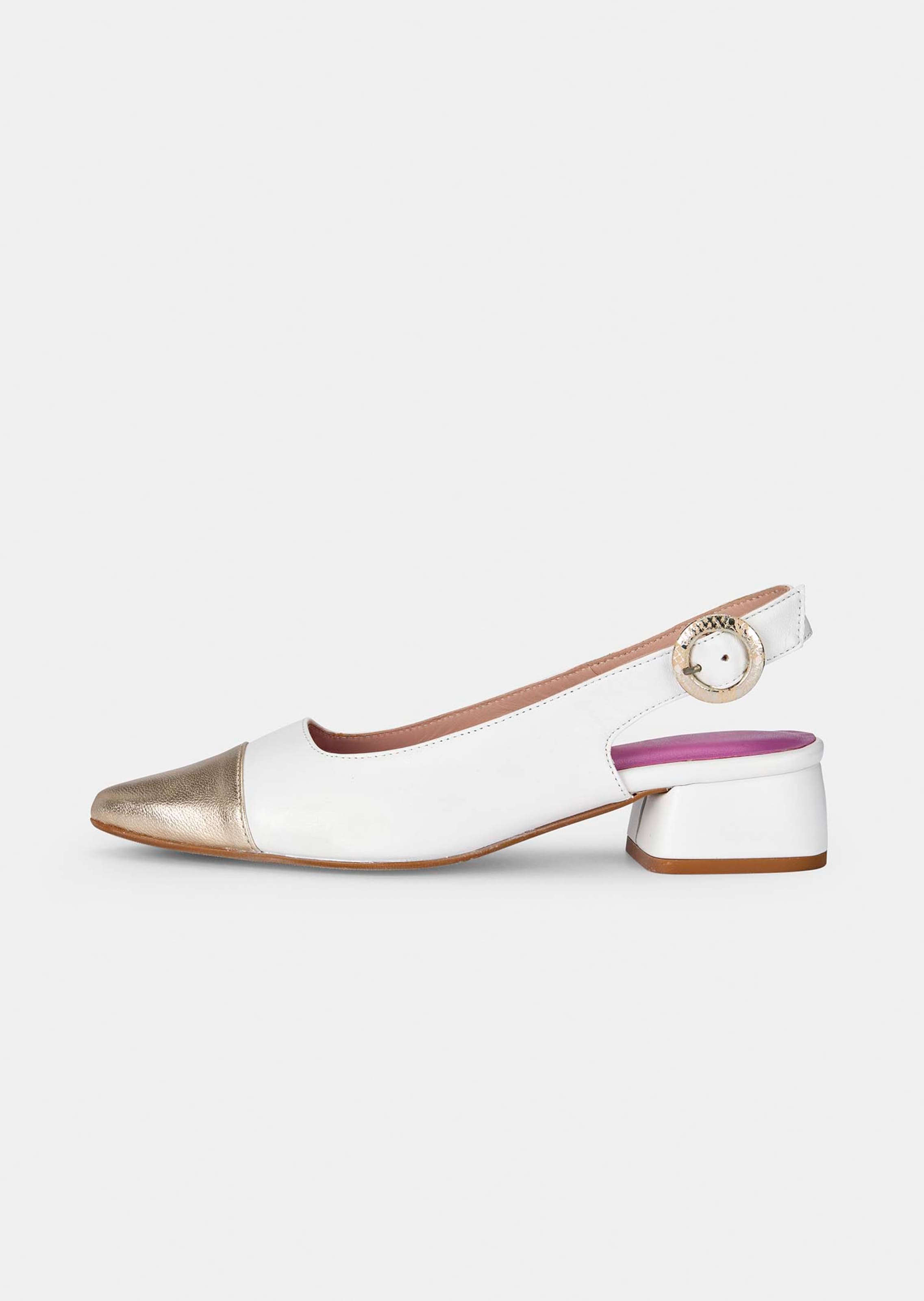 Slingback-Pumps mit goldfarbener Spitze