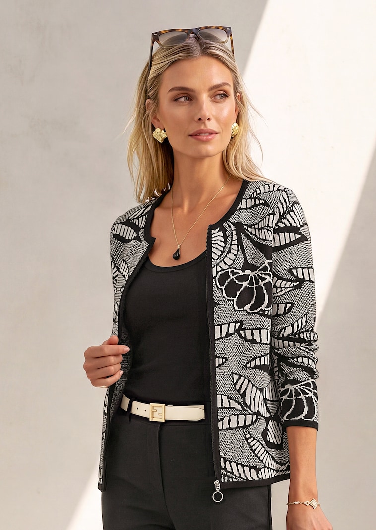 Blazer en maille à imprimé jacquard et zip