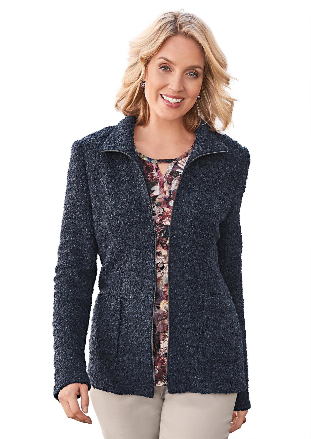 Veste en tissu bouclette et laine