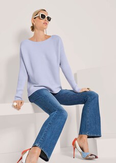 Quergerippter Strick-Pullover mit langen Ärmeln thumbnail 5