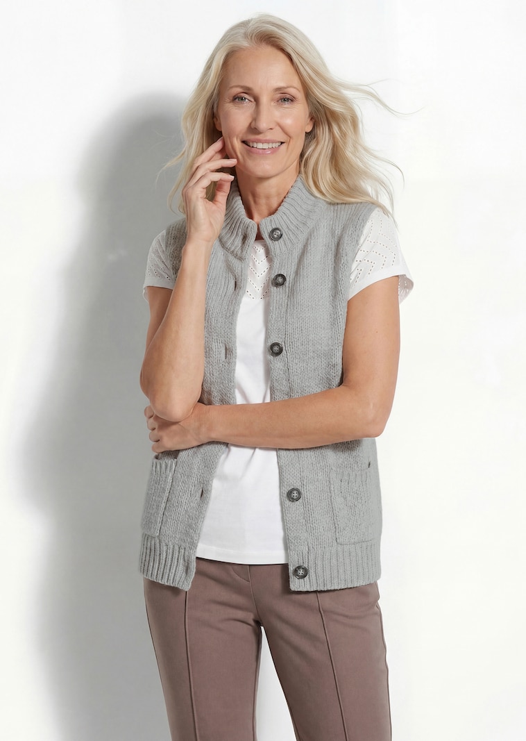 Lichtgewicht tricot vest met knoopsluiting