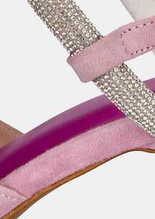 Pumps aus Veloursleder mit Glitzer-Riemchen thumbnail 3