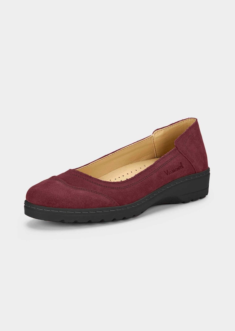 Leder-Ballerinas mit gesteppten Ziernähten