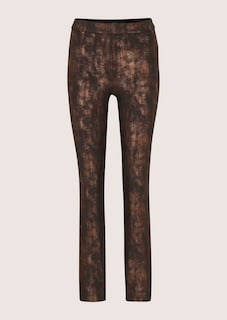 Slender trousers with a subtle sheen and an animal print thumbnail 7