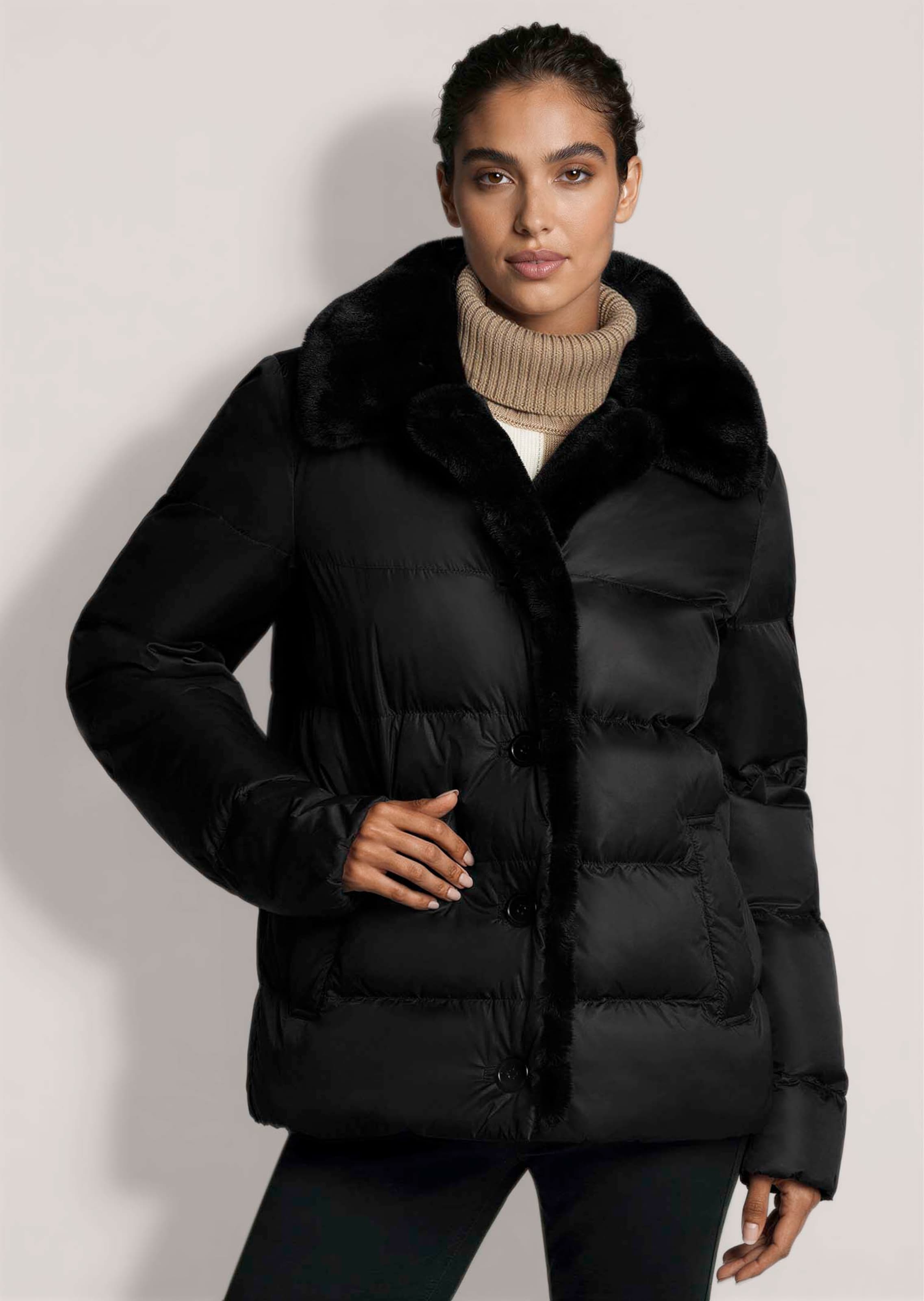 Steppjacke mit Teddyfellkragen