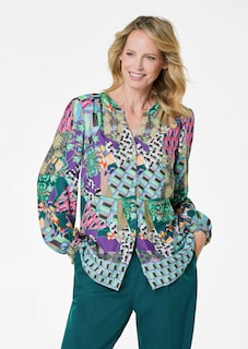 Druckbluse mit Patchmuster thumbnail 1