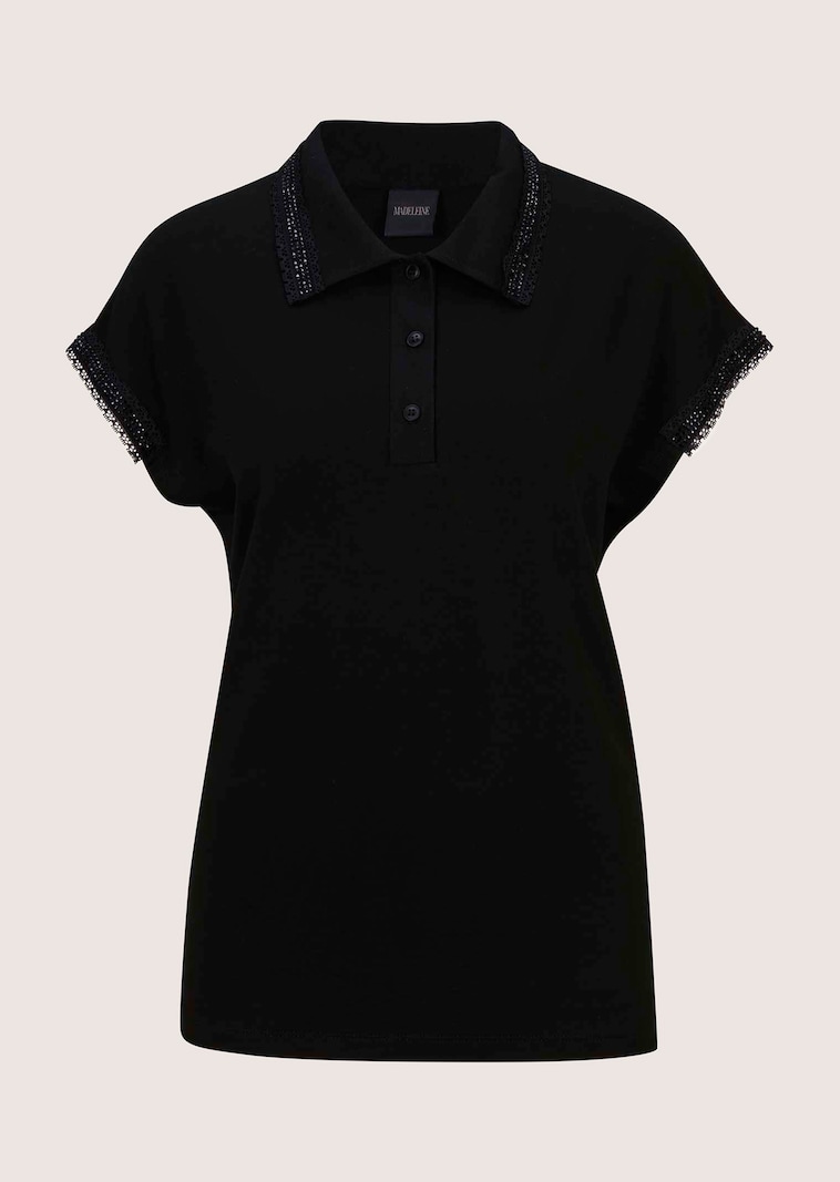Polo shirt with lace trim