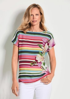 Blusenshirt mit Streifen und Blumen thumbnail 7
