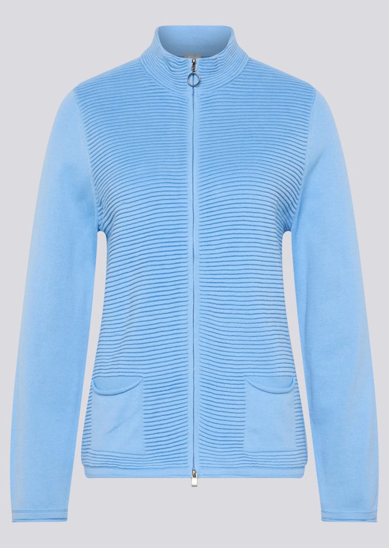 Strickjacke mit Stehkragen und 2-Wege-Reissverschluss