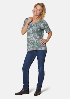 Bequemes Druckshirt in Blumen-Ringeloptik thumbnail 2
