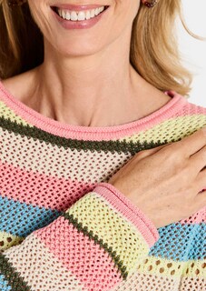 Pull à rayures en maille ajourée thumbnail 5