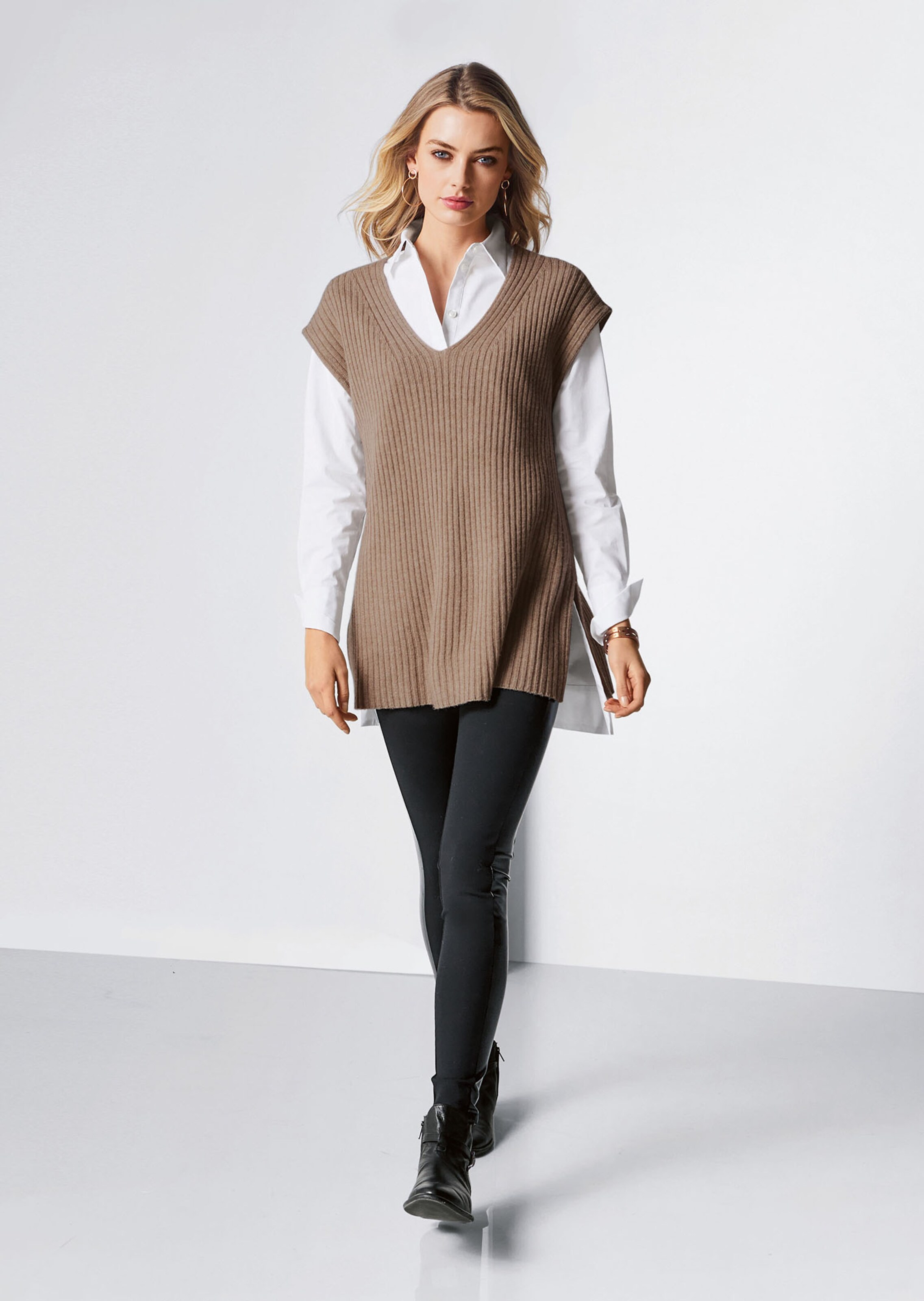 Rippstrick-Pullover aus Merinowolle mit Kaschmir