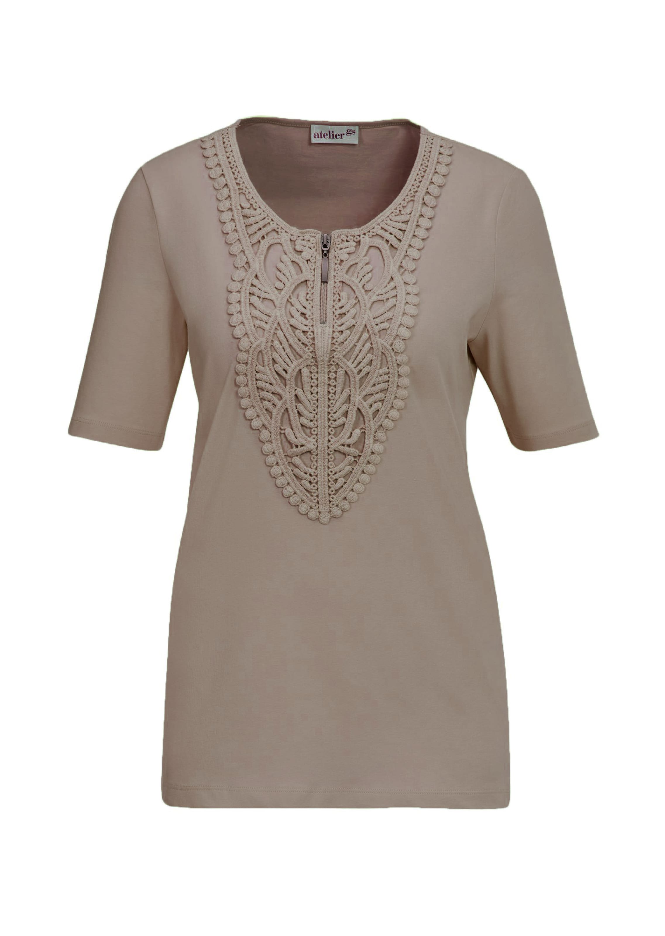 Shirt met ronde hals en gehaakt kant