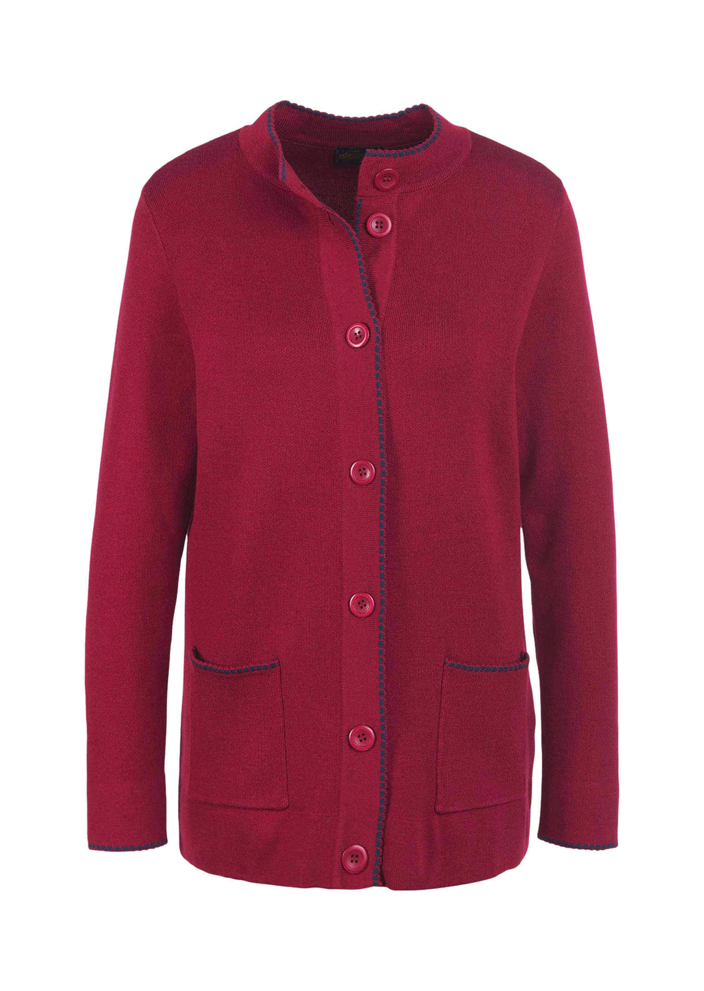 Longstrickjacke mit kontrastfarbenen Zierkanten