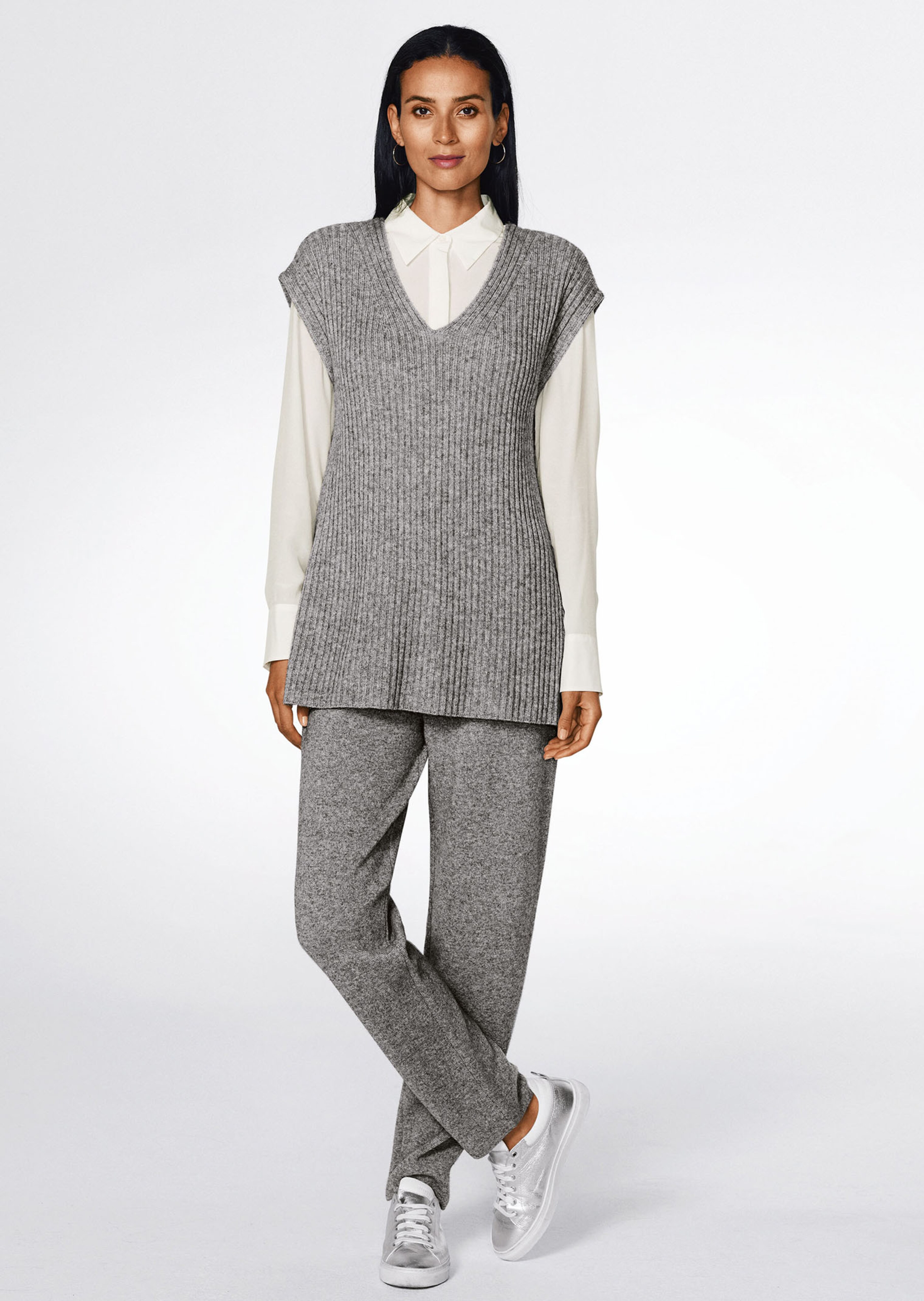 Rippstrick-Pullover aus Merinowolle mit Kaschmir