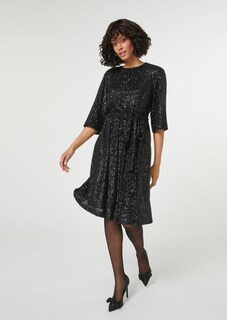 Ausgestelltes Paillettenkleid mit Gürtel thumbnail 3