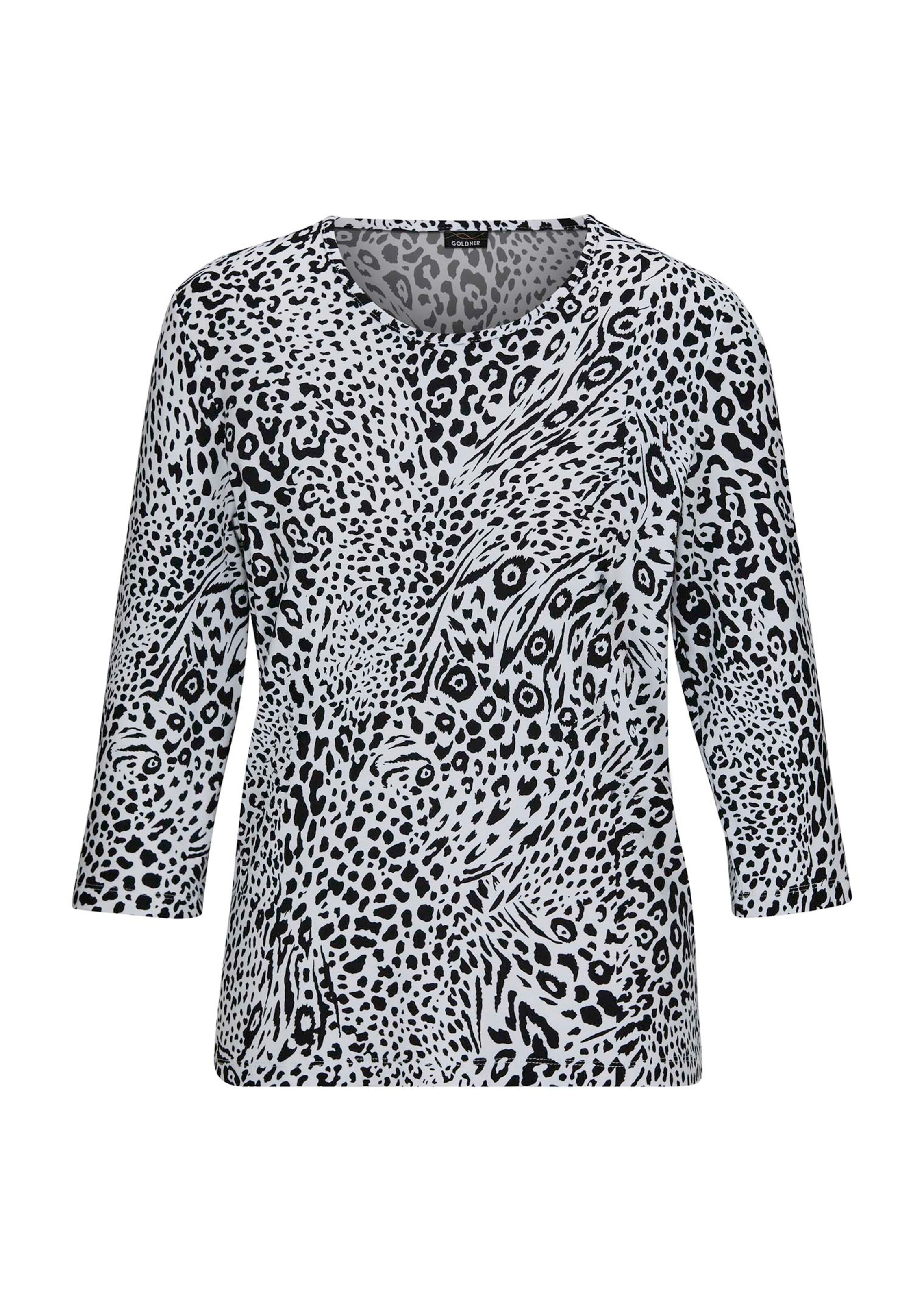 Viskoseshirt mit kontraststarkem Animal Print